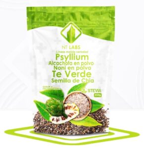 LINAZA+PSYLLIUM+ALCACHOFA+NONI+TE VERDE+SEMILLAS DE CHIA 450GR NT-LABS